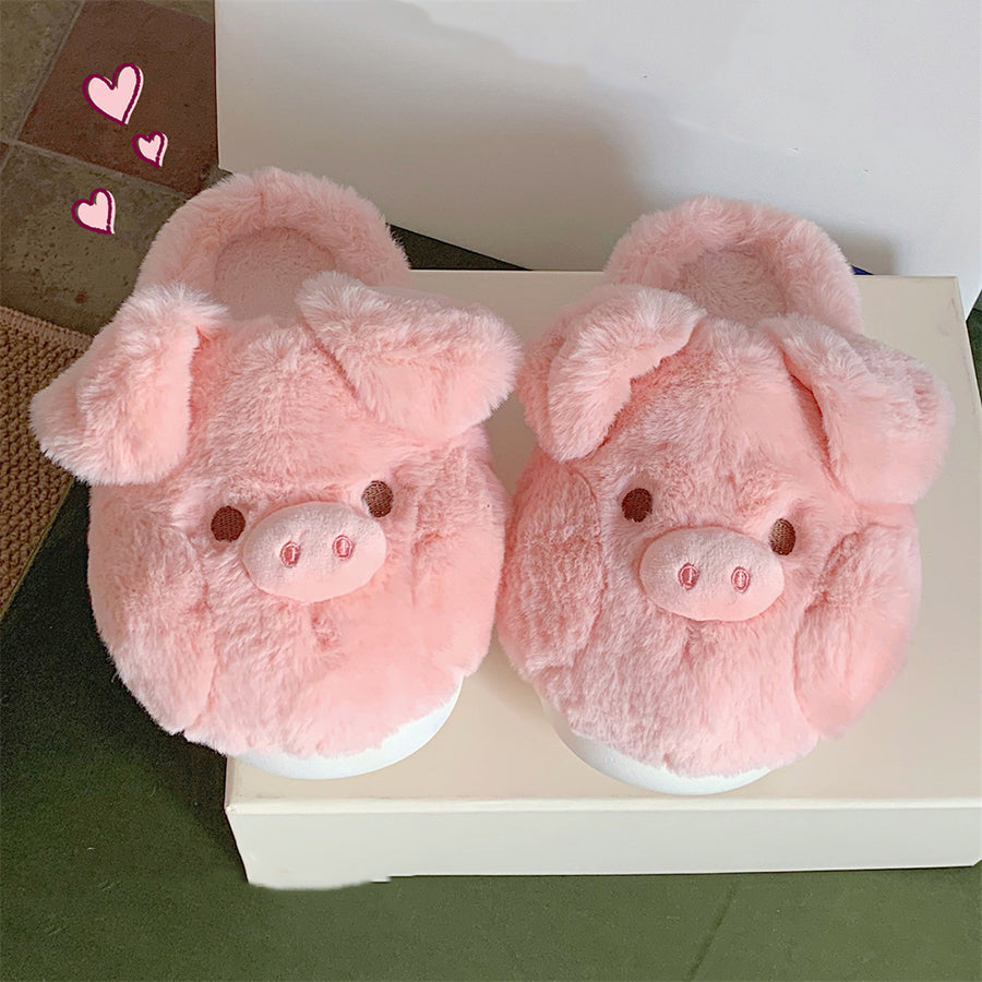 Autumn/Winter Cute Pink Pig Slippers