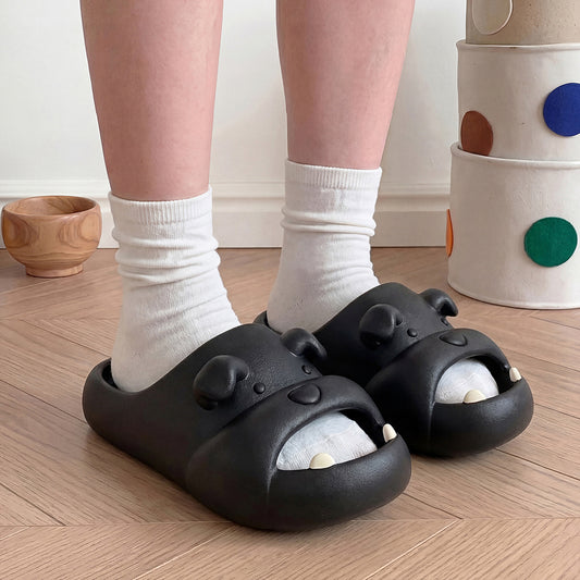 Summer Slightly Low Arch Cute Cartoon Frenchie Slides Dog Slippers