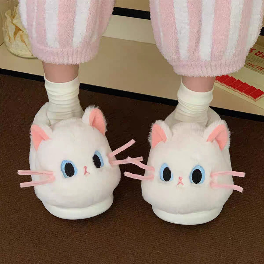 Autumn/Winter Cute Cartoon Closed-back Cat Slippers