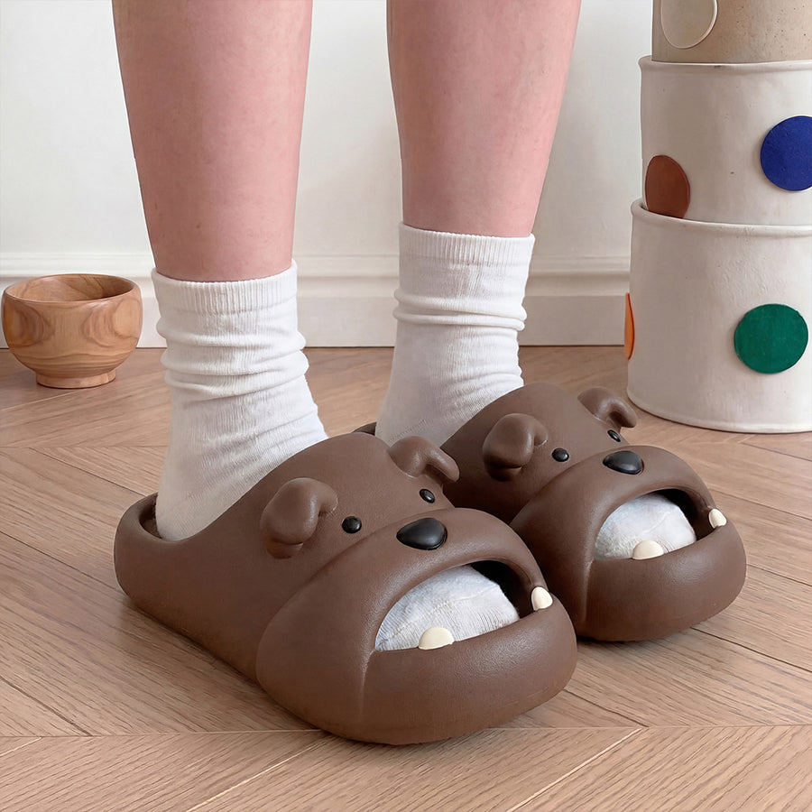 Summer Slightly Low Arch Cute Cartoon Frenchie Slides Dog Slippers