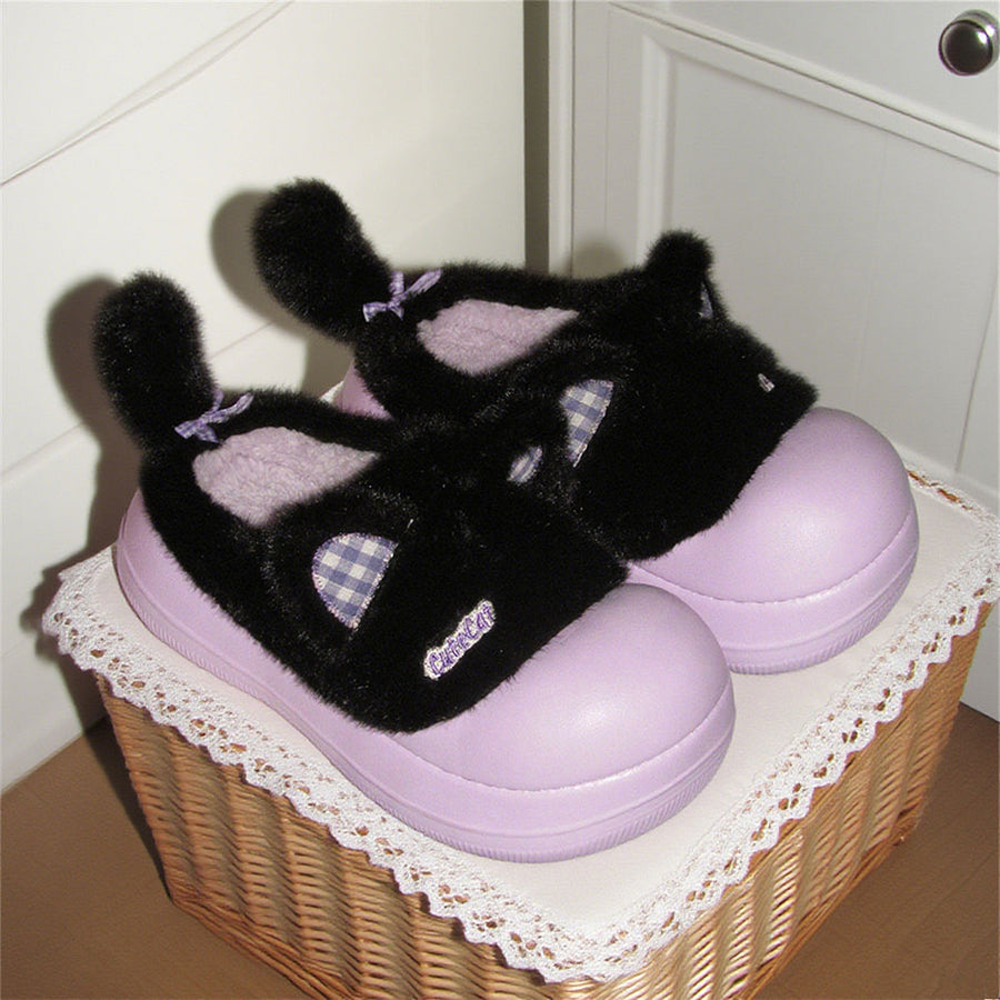 Autumn/Winter Cute Cartoon Closed-back Cat Clogs