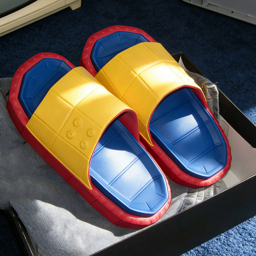 Summer Plaid‌ Building Block Slides
