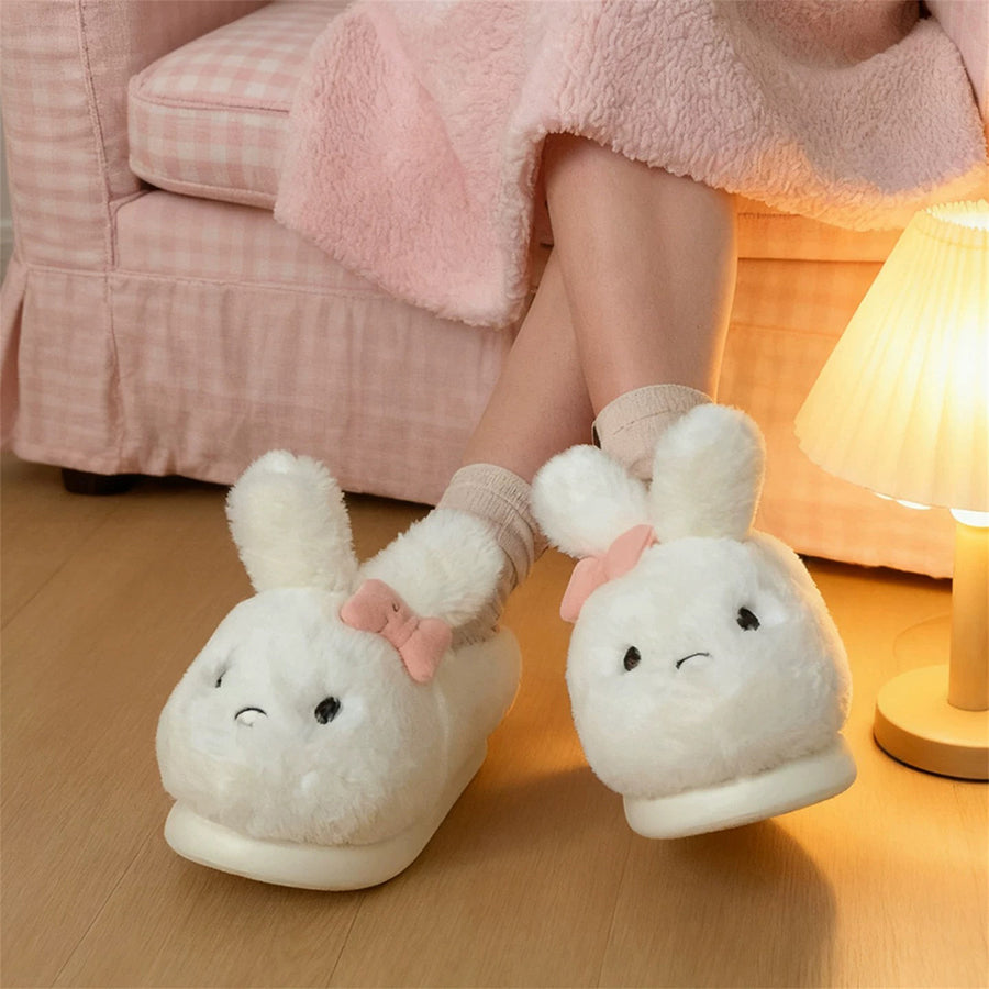 Autumn/Winter Cute Bowknot Rabbit Slippers