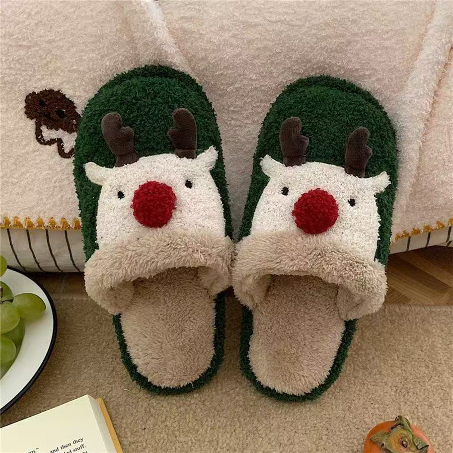 Autumn/Winter Cute Cartoon Christmas Reindeer Slippers