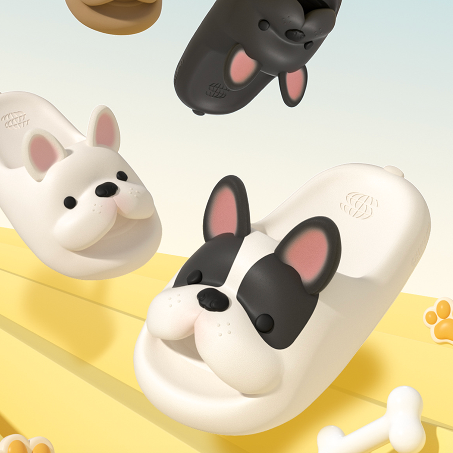 Summer Cute Cartoon Frenchie Slides Dog Slippers