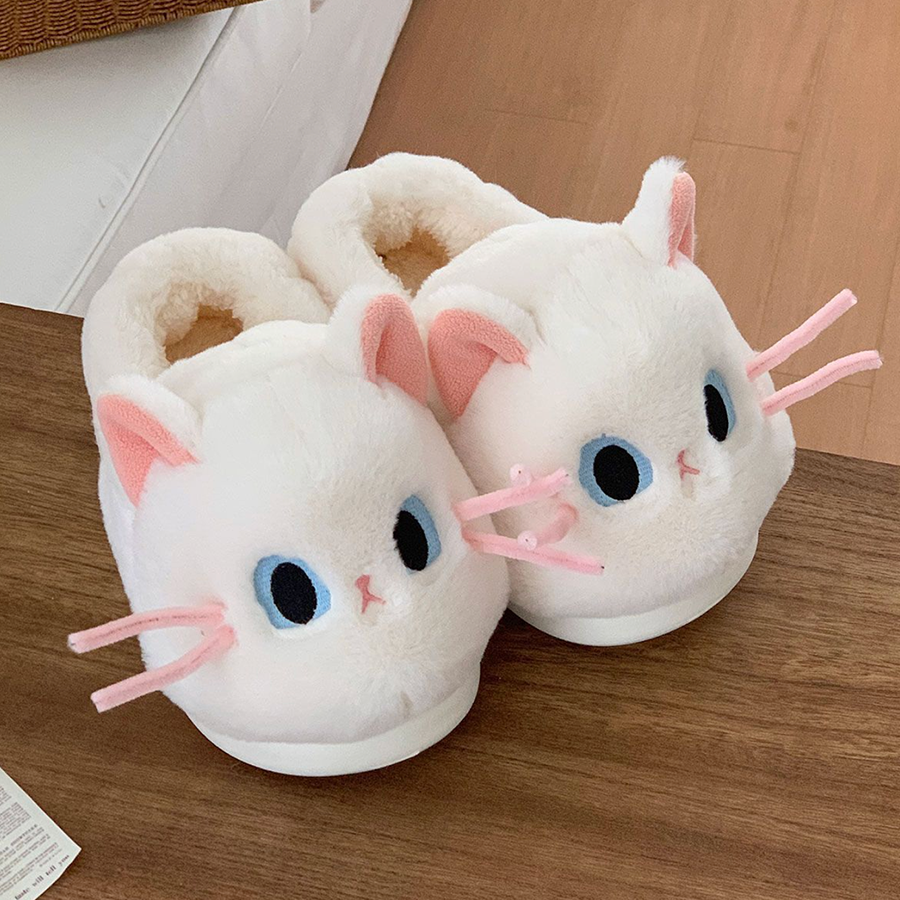 Autumn/Winter Cute Cartoon Closed-back Cat Slippers