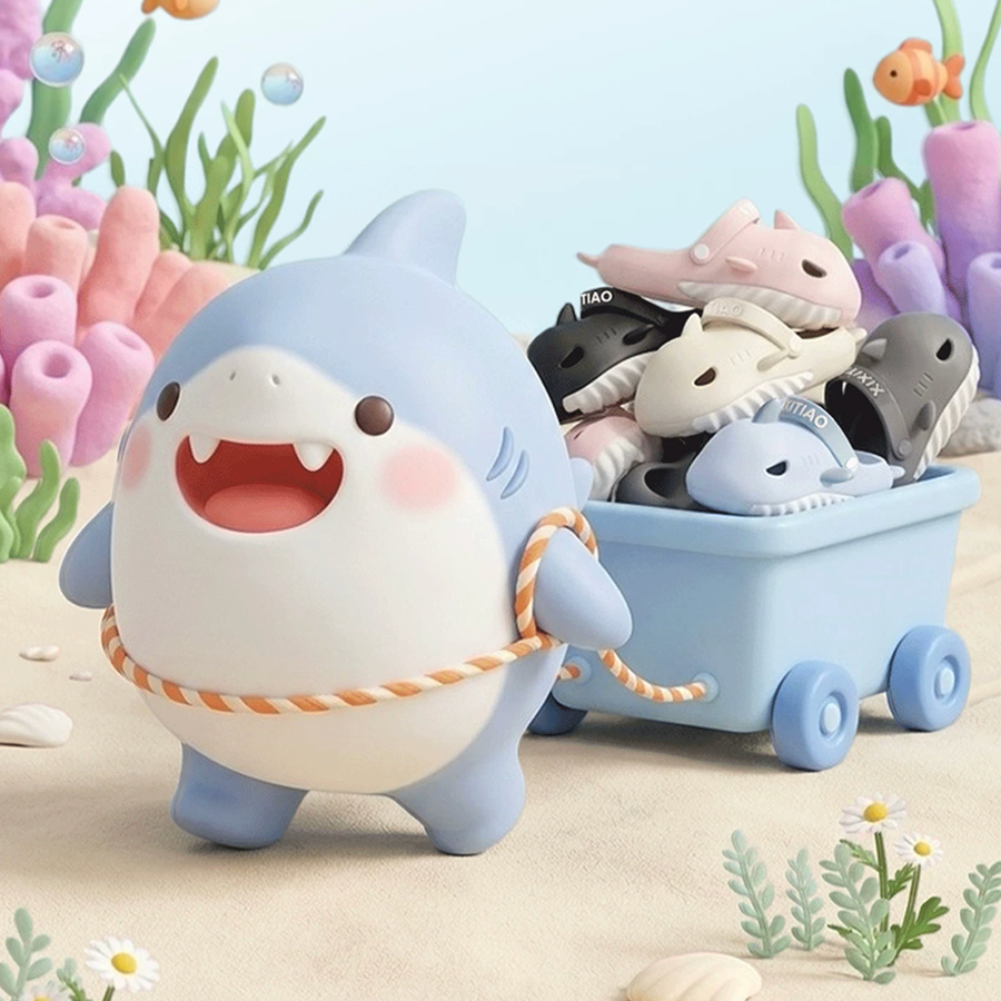 Summer Slightly Low Arch Cute Cartoon Shark Clogs