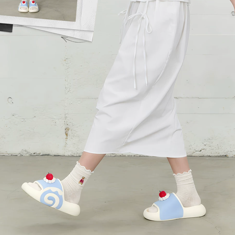 Summer Slightly Low Arch Cute Cartoon Cherry Bread Slides