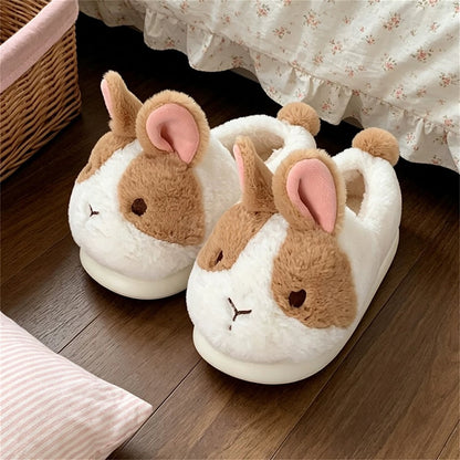 Animal winter cute closed back bunny slippers aesthetic plush house shoes