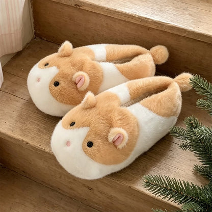 Brown winter cute siamese cat slippers aesthetic warm plush house shoes