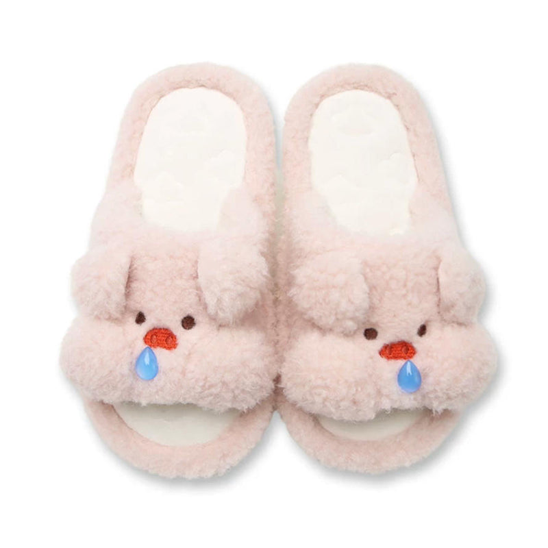 Pink all seasons plush snot pig slippers eva sole indoor shoes