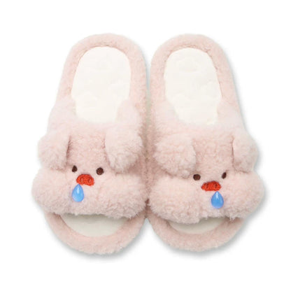 Pink all seasons plush snot pig slippers eva sole indoor shoes