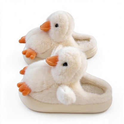 Winter cute white duck slippers aesthetic warm plush house shoes
