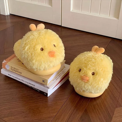 Yellow winter cute fluffy chick slippers aesthetic warm plush house shoes