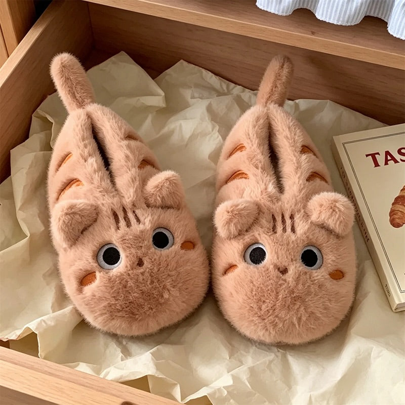 Yellow winter cute siamese cat slippers aesthetic warm plush house shoes