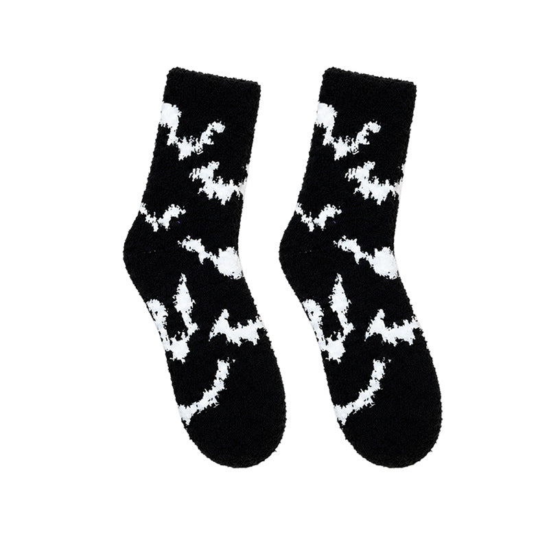 winter halloween 5 pairs pumpkin bats ghosts spiders skulls coral fleece socks