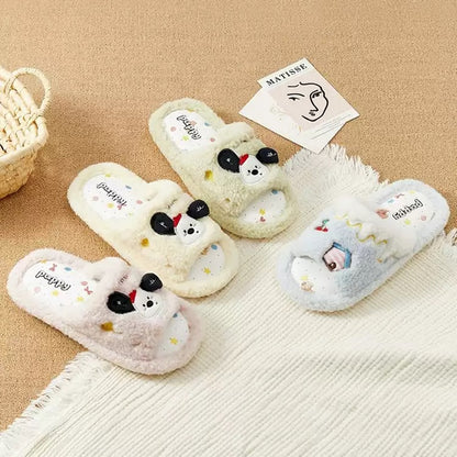 Yellow all seasons open toe plush dog slippers eva sole indoor shoes