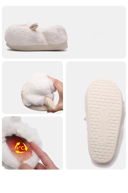 Winter Cute Milky White Sheep Slippers Aesthetic Warm Plush House Shoes