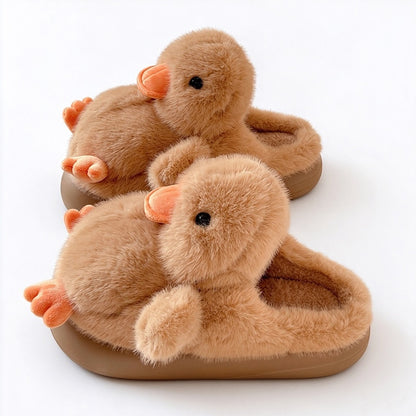 Winter Cute Yellow Duck Slippers Aesthetic Warm Plush House Shoes