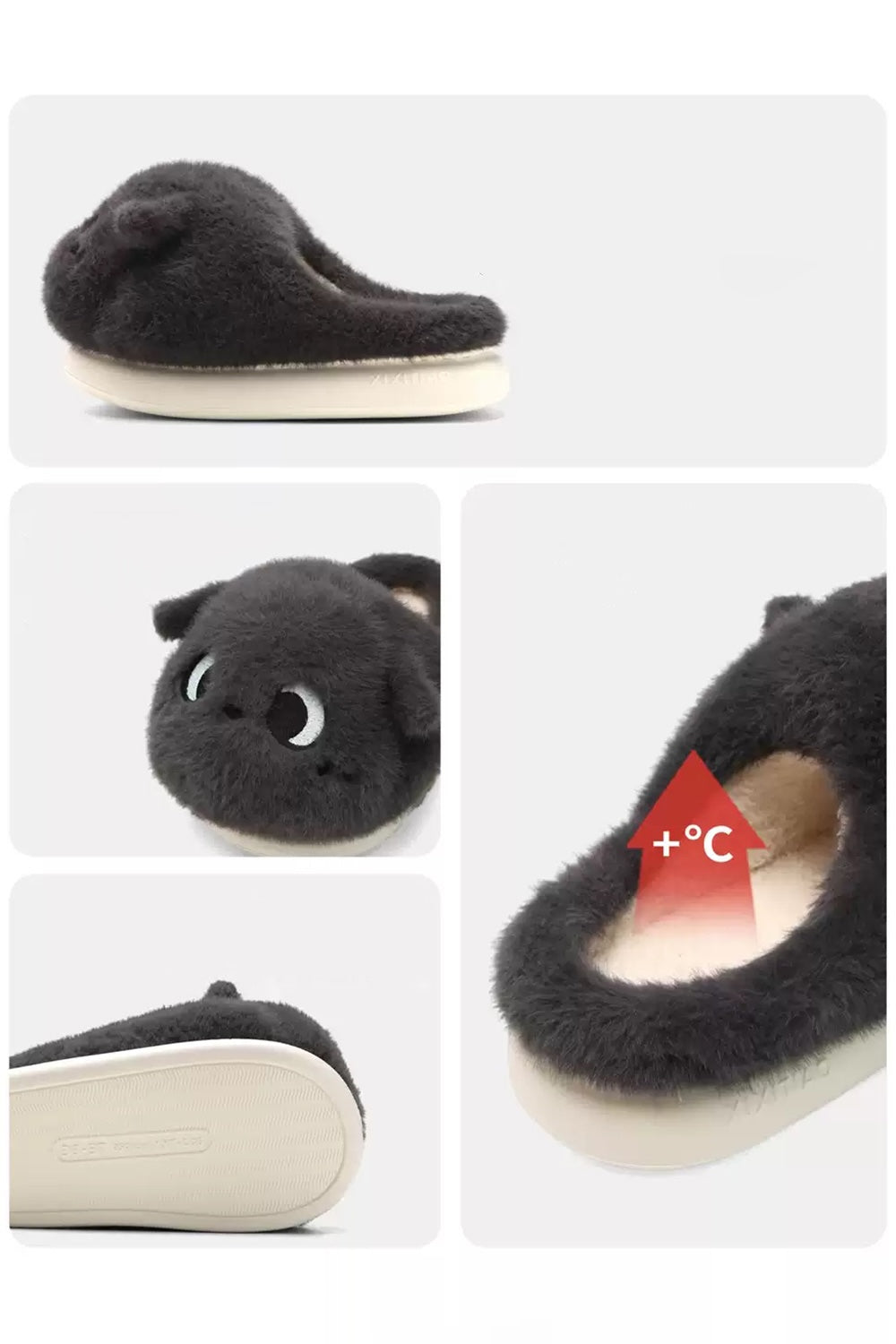 Winter Cute Black Cat Slippers Aesthetic Warm Plush House Shoes