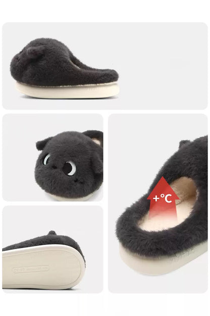 Winter Cute Black Cat Slippers Aesthetic Warm Plush House Shoes