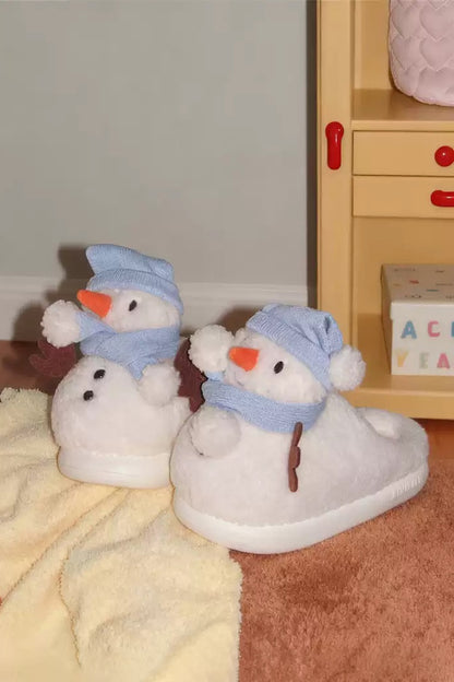 Winter Cute Christmas Snowman Slippers Aesthetic Warm Plush House Shoes