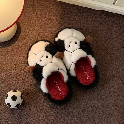White winter cute football slippers aesthetic warm plush house shoes