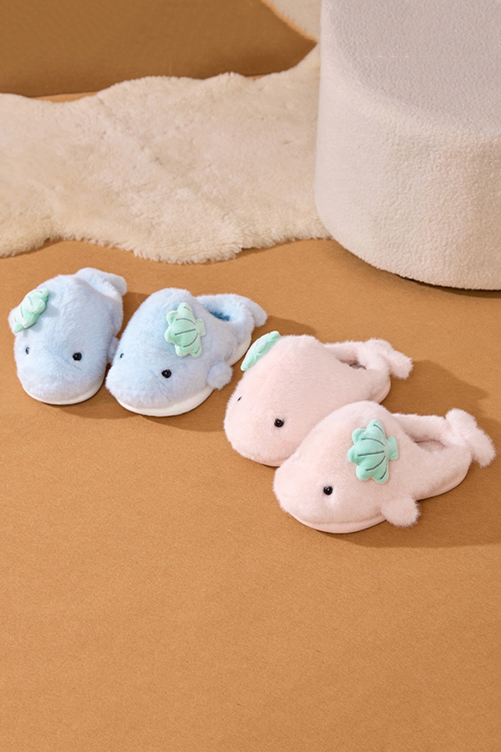 Winter Cute Blue Dolphin Slippers Aesthetic Warm Plush House Shoes