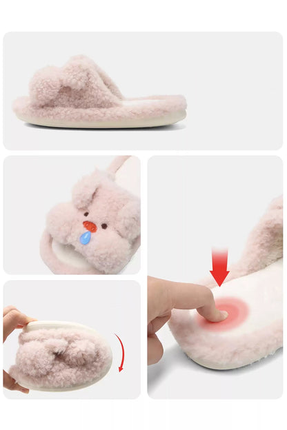 Cute Open Toe Pink Snot Pig Slippers Aesthetic Warm Plush House Shoes