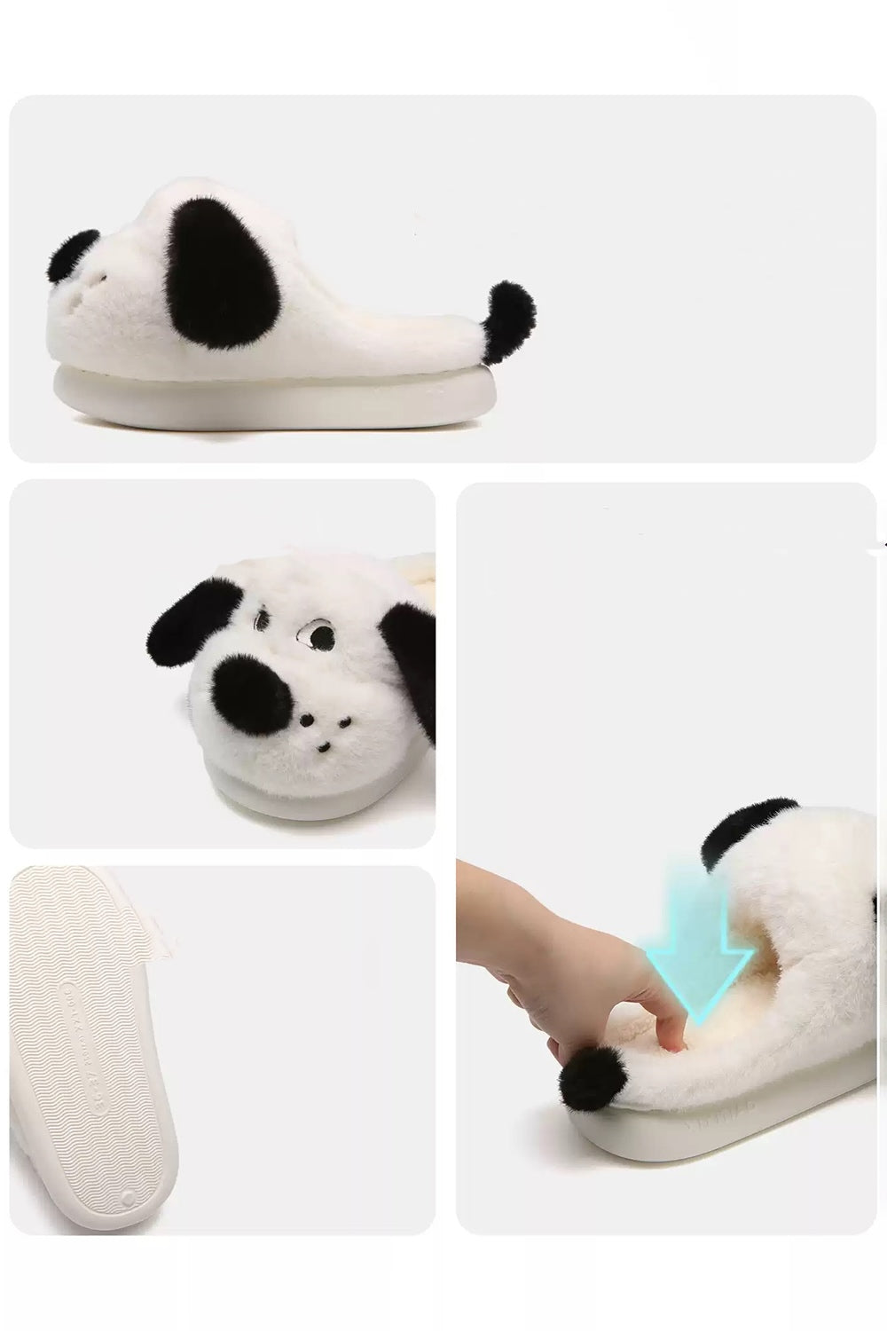 Winter Cute White Beagle Dog Slippers Aesthetic Warm Plush House Shoes
