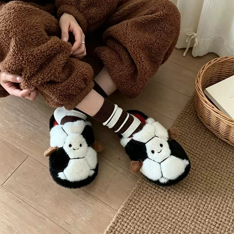 Winter Cute Football Slippers Aesthetic Warm Plush House Shoes