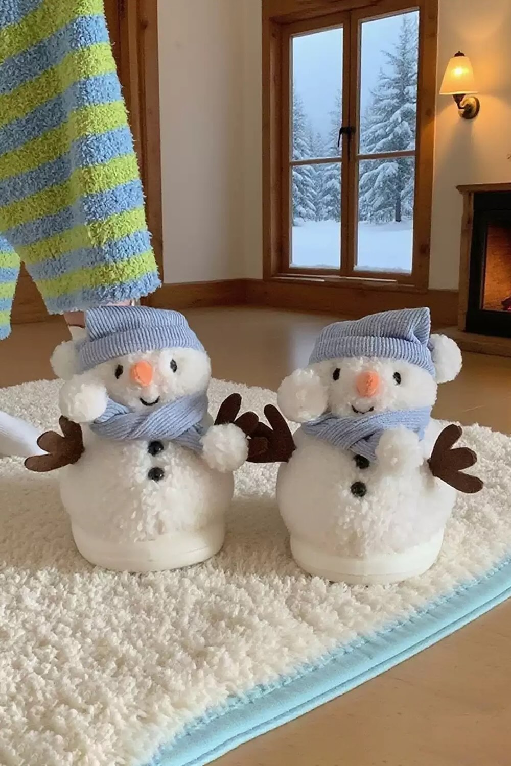 Winter Cute Christmas Snowman Slippers Aesthetic Warm Plush House Shoes