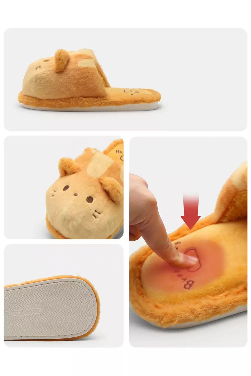 Winter Cute Bread Cat Slippers Aesthetic Warm Plush House Shoes