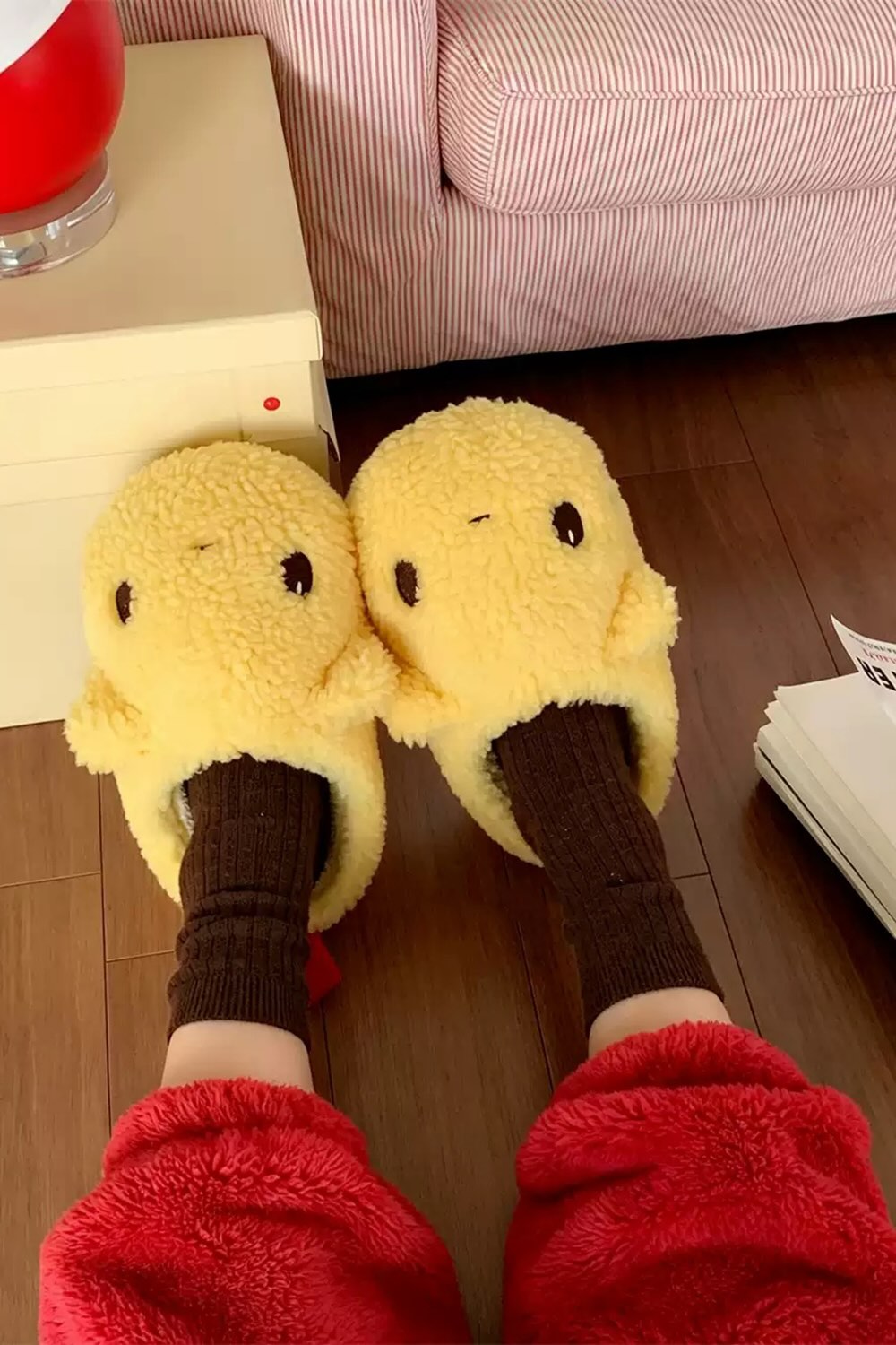 Winter cute yellow Chicken slippers aesthetic warm plush house shoes