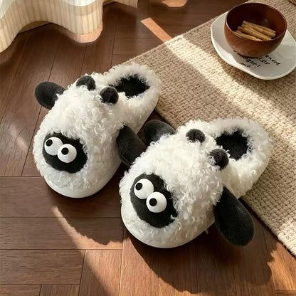 White winter cute big eye sheep slippers aesthetic warm plush house shoes