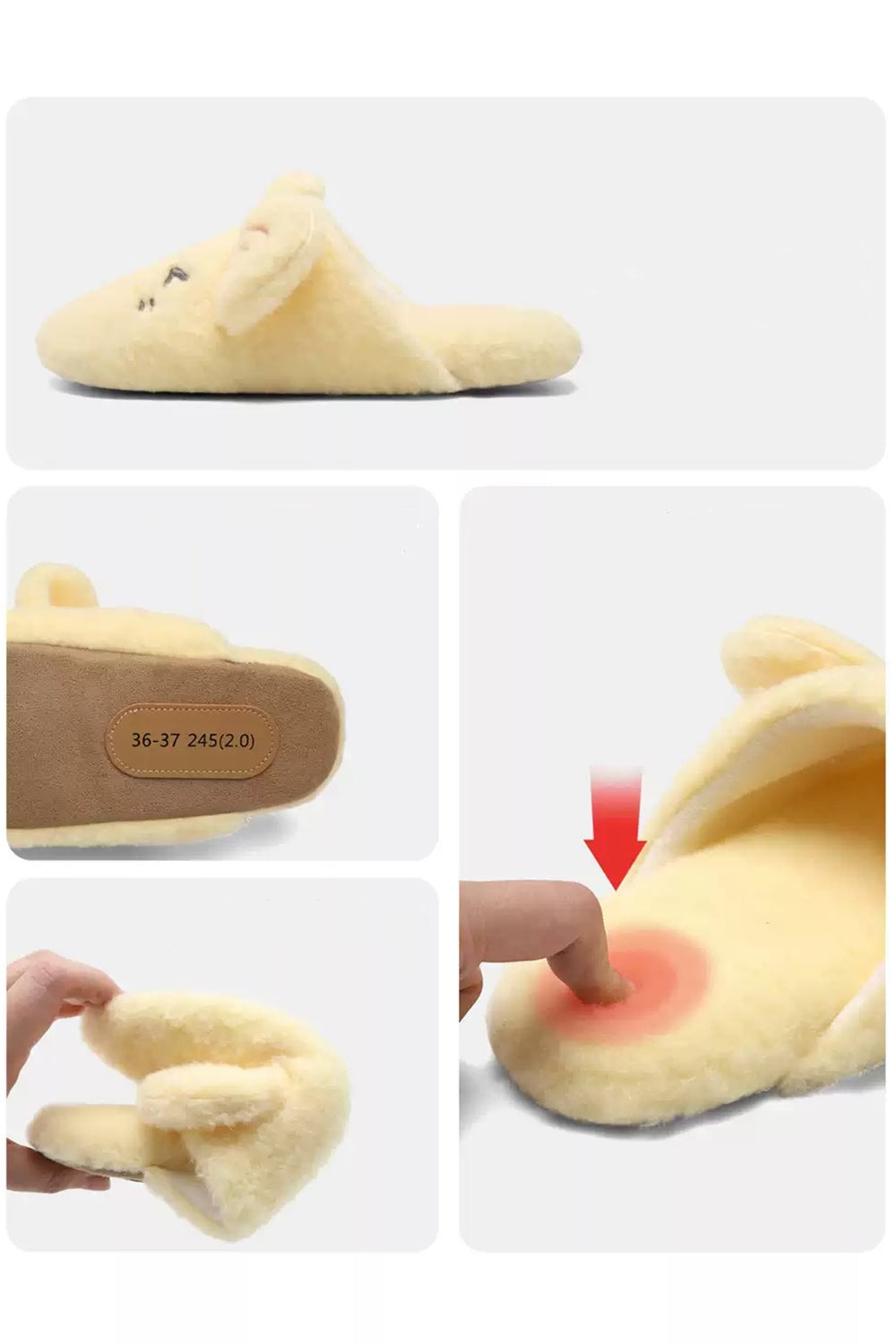 Winter Cute Yellow Sheep Slippers Aesthetic Warm Plush House Shoes