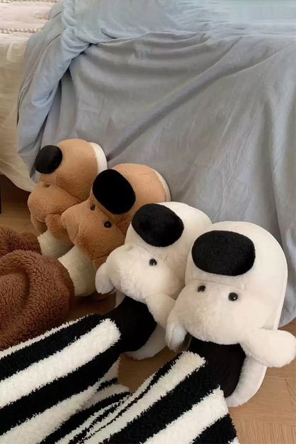 Winter Cute Big Nose Golden Retriever Dog Slippers Warm Plush House Shoes