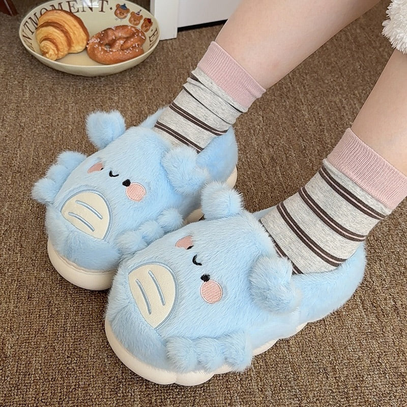 Winter cute blue crab slippers aesthetic warm plush house shoes