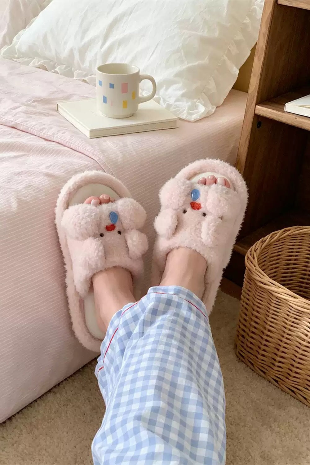 Cute Open Toe pink snot pig slippers aesthetic warm plush house shoes