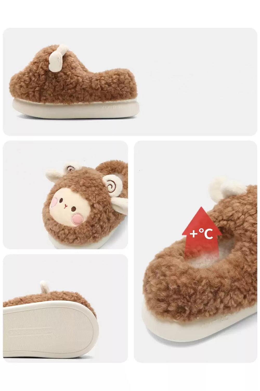Adorable White Curly Sheep Slippers Aesthetic Warm Plush House Shoes