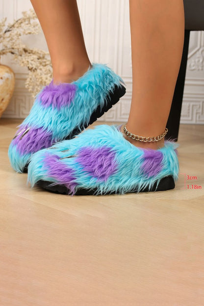 Winter cute blue monster claw slippers aesthetic warm plush house shoes