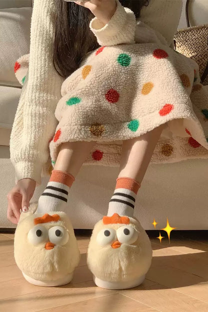 Winter Cute Yellow Chick Slippers Aesthetic Warm Plush House Shoes