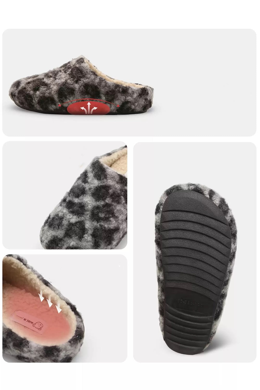 Cute Brown Leopard Slippers Aesthetic Low Arch Plush House Shoes