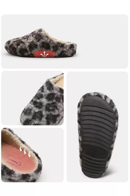 Cute Brown Leopard Slippers Aesthetic Low Arch Plush House Shoes