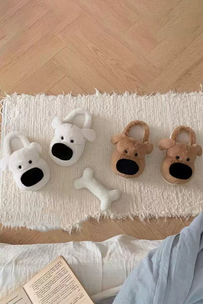 Winter Cute Big Nose Golden Retriever Dog Slippers Warm Plush House Shoes