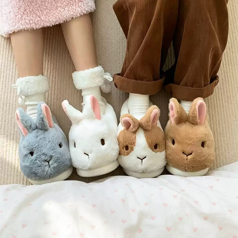 Animal winter cute closed back bunny slippers aesthetic plush house shoes