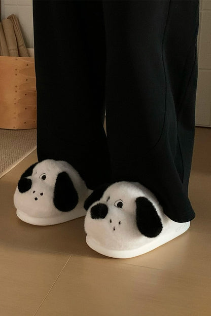 Winter cute white beagle dog slippers aesthetic warm plush house shoes
