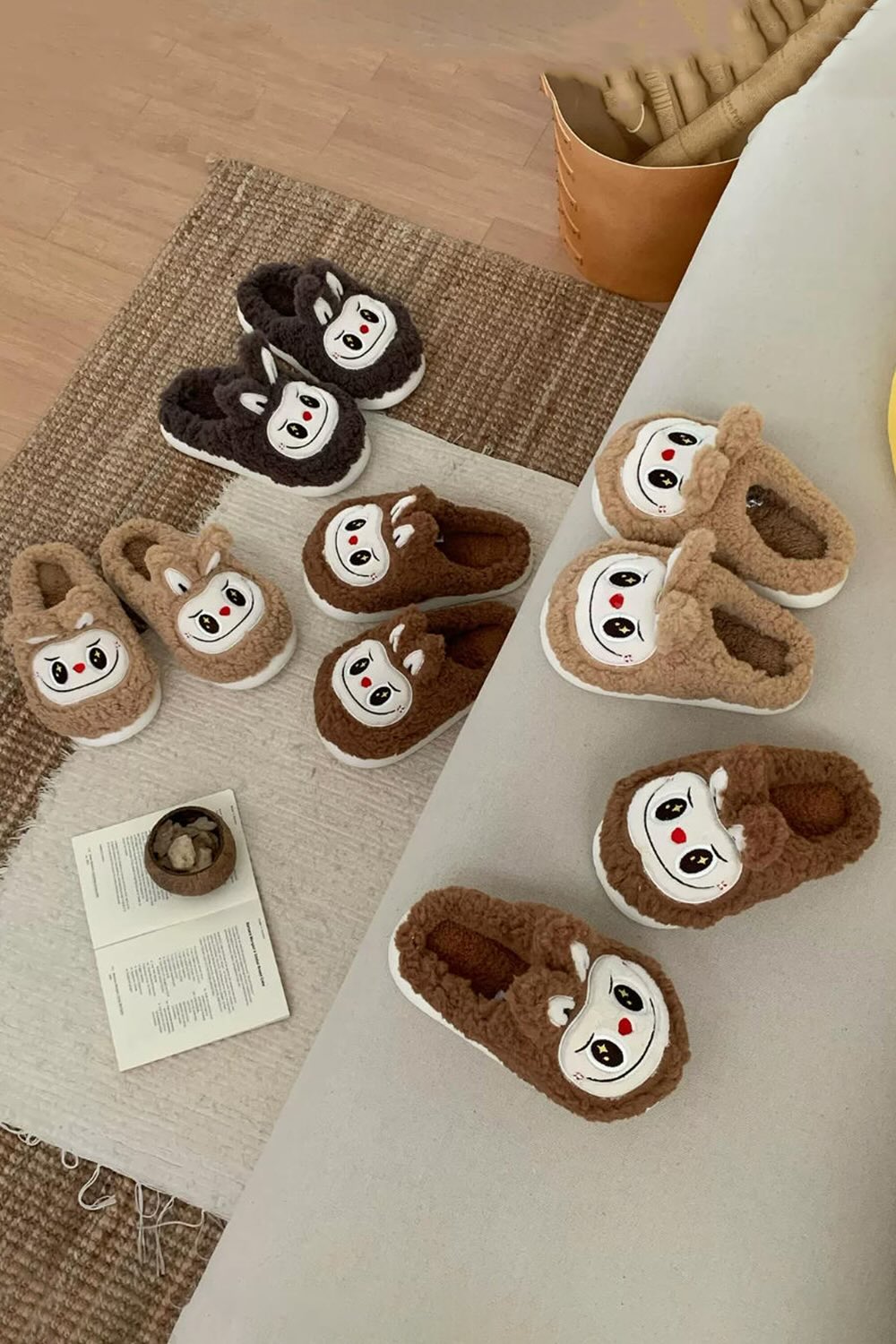 Winter Cute Brown Bunny Rabbit Slippers Aesthetic Warm Plush House Shoes