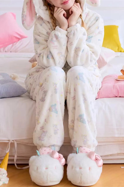 Winter cute white strawberry cat slippers aesthetic warm plush house shoes