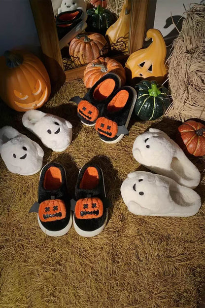 Winter Cute White Halloween Ghost Slippers Aesthetic Warm Plush House Shoes